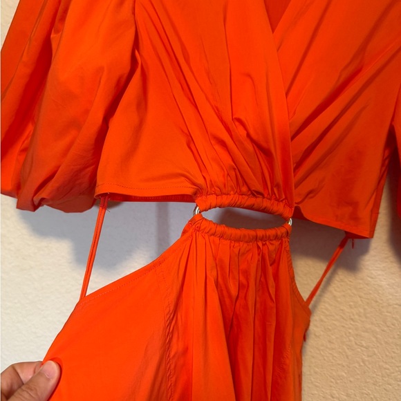 Jonathan Simkhai Orange Mini Dress with Puff Sleeves-Size S - Picture 5 of 13